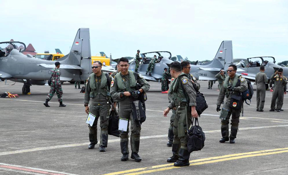 Jelang HUT Ke-77,9 Pesawat EMB-314 Super Tucano dan 3 F-16 Fighting Falcon Tiba di Jakarta foto dok.