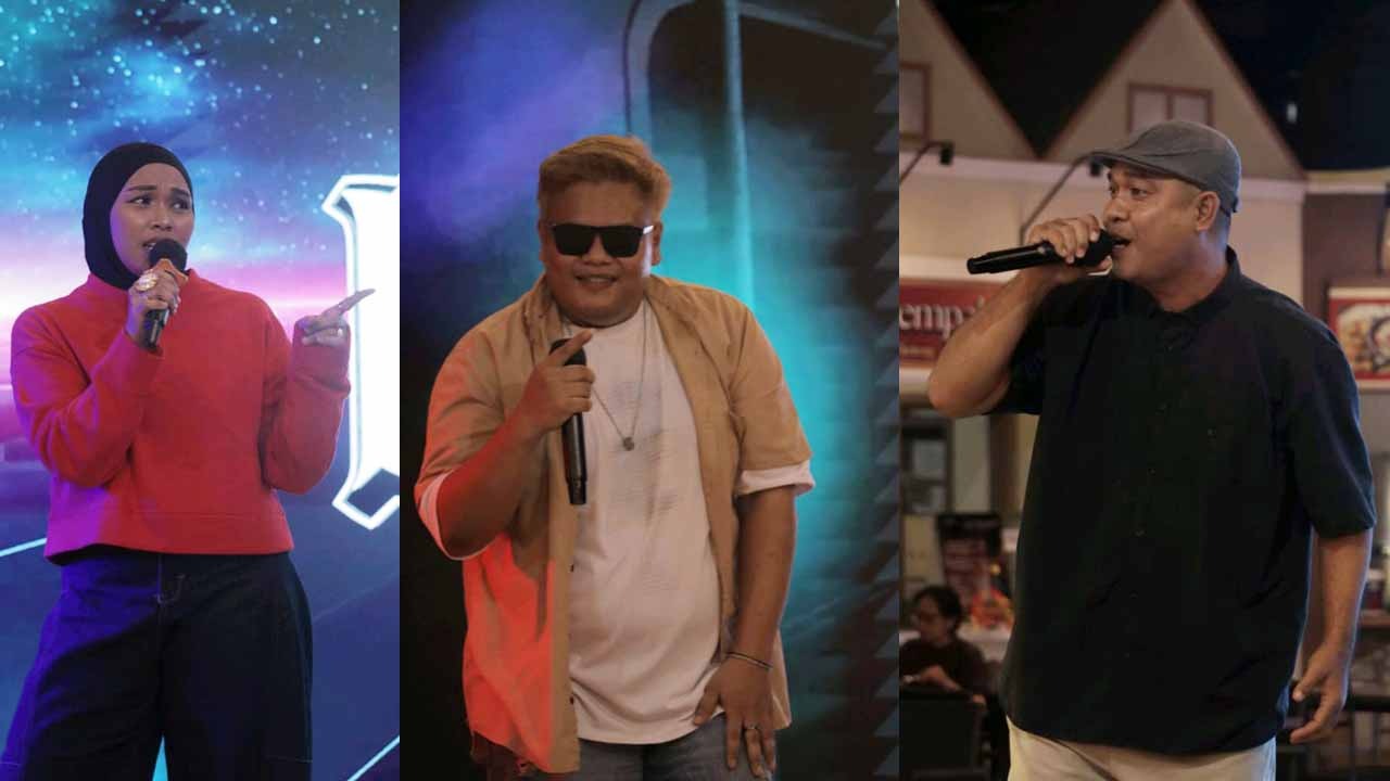 Detania dan Bima Al-Fath saat tampil menghibur penonton pada acara Grand Launching NEW CELEBRITY di Food Nation Bekasi Cyber Park, Bekasi, Minggu 12 Juli 2026.
